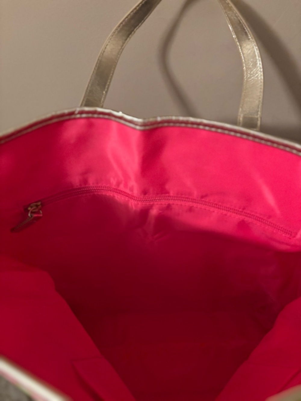 Lilly Pulitzer Pink and Green Floral Canvas Tote with Gold Trim EUC - Picture 6 of 8